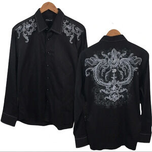 BF751 Mens 7 DIAMONDS Trendy Designer Stretch Button Front Shirt XL